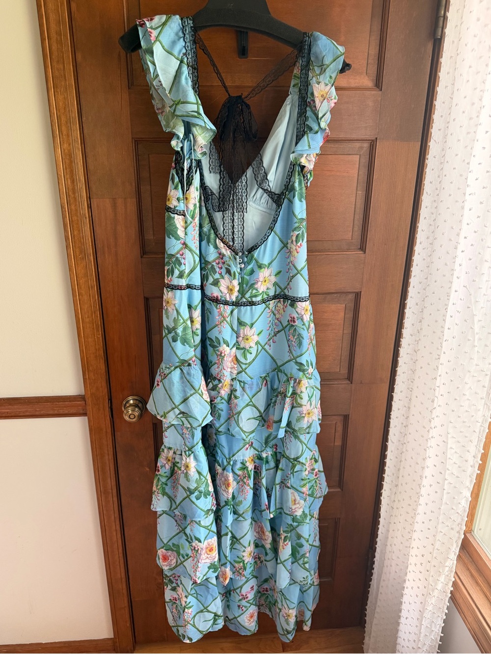 BHLDN from Anthropologie Tiered Maxi Dress in Blue Garden Pattern - Picture 6 of 10